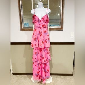 Crystal Doll Pink Floral Tiered Dress sz 5
